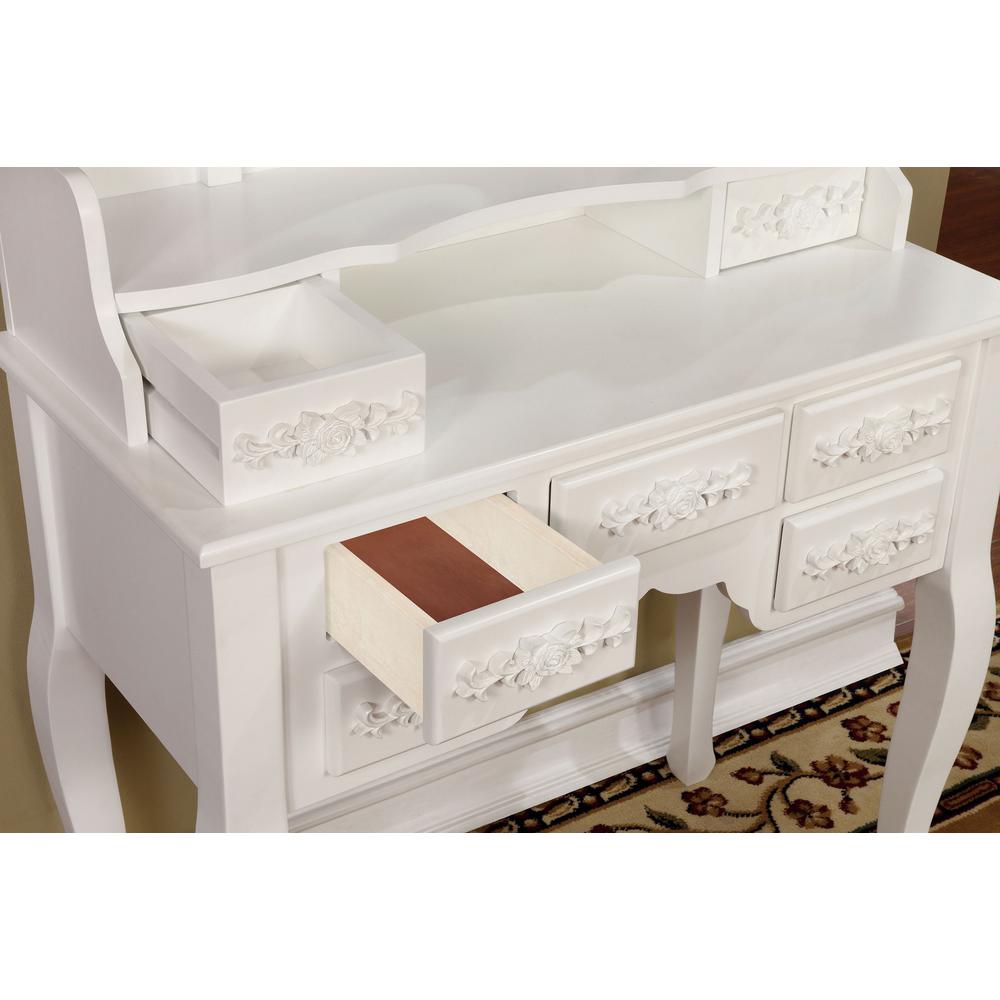 William S Home Furnishing White Harriet Vanity With Padded Stool