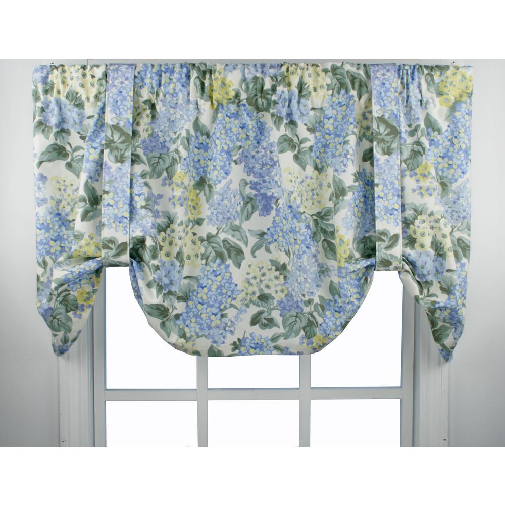 Ellis Curtain Hydrangea 24 in. L Cotton TieUp Valance in Blue