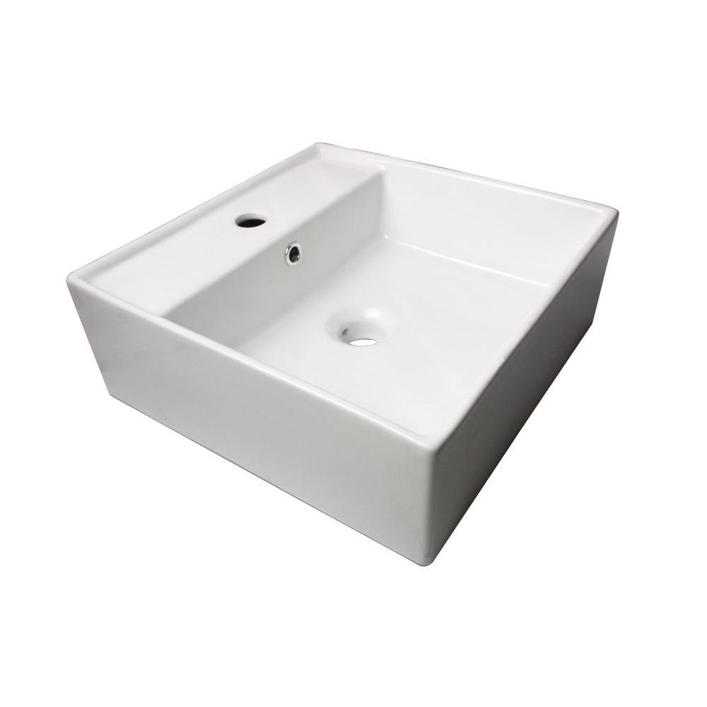 Sauberzen Vitreous China Vanity Top Vessel Sink in Polished White3098
