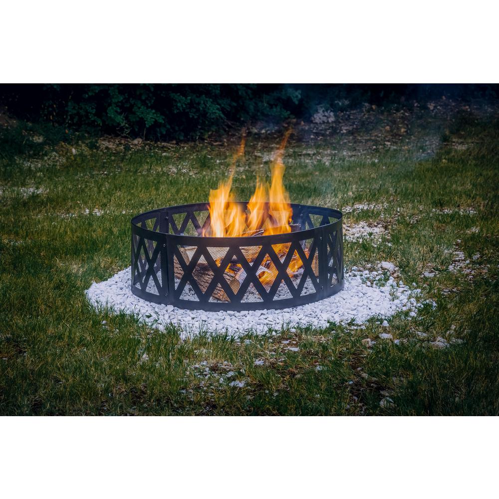 Pleasant Hearth Fire Pit Ring Wood Burning Bonfire Backyard 36
