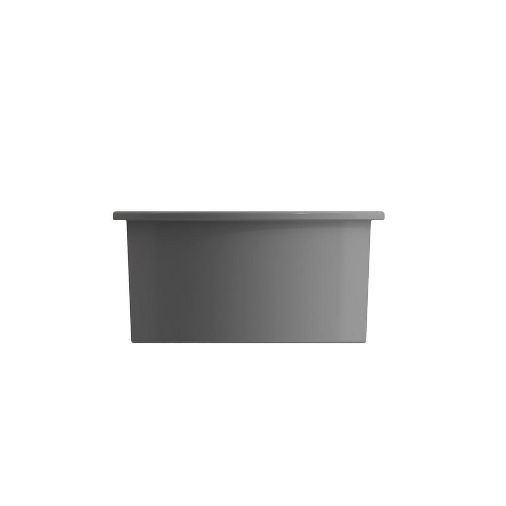 Bocchi Sotto Undermount Fireclay 18 5 In Single Bowl Round Kitchen Sink With Bottom Grid And Strainer In Matte Gray 1361 006 01 The Home Depot