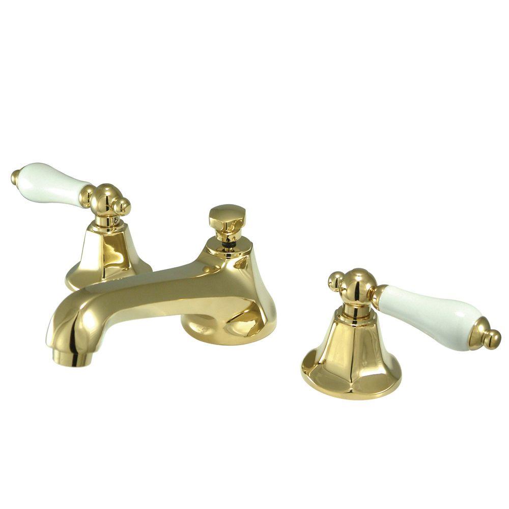 Kingston Brass 8 in. Widespread 2Handle MidArc Bathroom Faucet in Polished BrassHKS4462PL