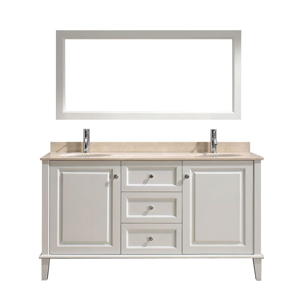 Studio Bathe Lily 63 in. Vanity in White with Marble Vanity Top in