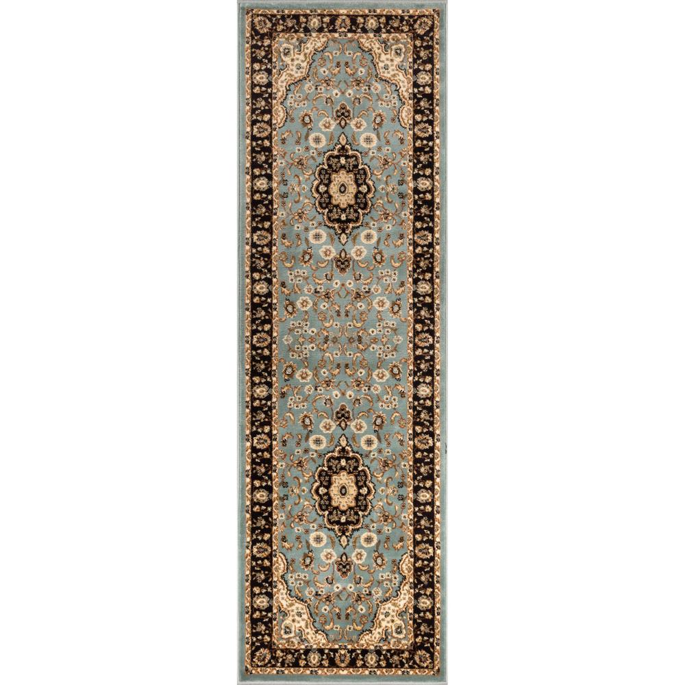 Well Woven Barclay Medallion Kashan Light Blue 3 ft. x 10 ft