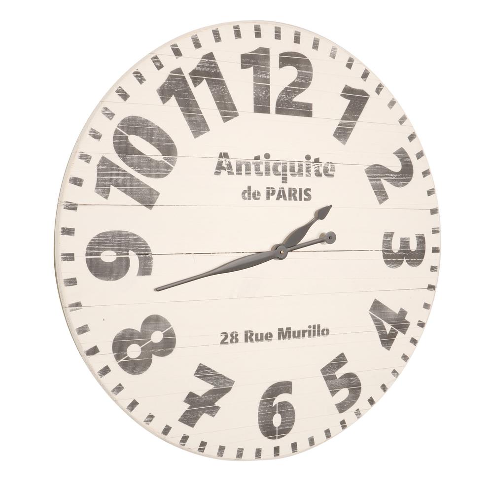 BrandtWorks 36 in. Oversized Antiquite de Paris Gray Wall Clock