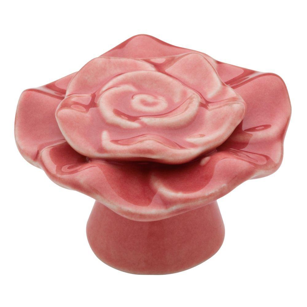 Liberty Ceramic Rose 1 1 4 In 32mm Pink Cabinet Knob Cfk003c