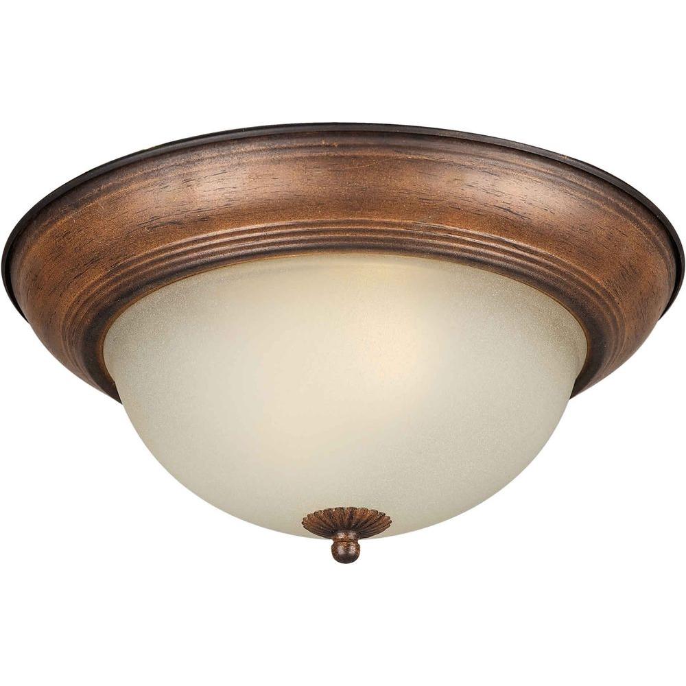Illumine 1 Light Rustic Sienna Flush Mount With Shaded Umber Gl Sienna Flush Mount With Shaded Umber