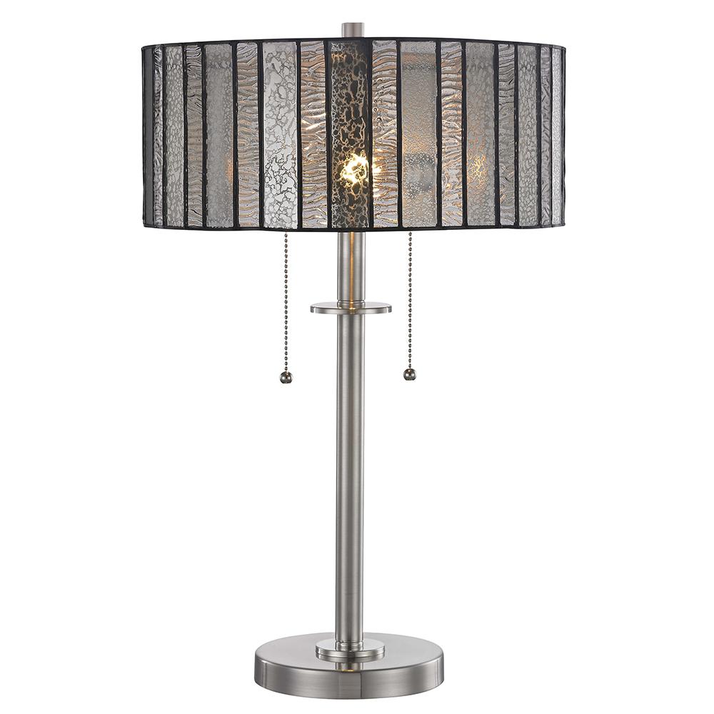 Multicolored Springdale Ligthing Pull Chain Table Lamps Brushed Nickel Table Lamp With Hand Rolled Art Glass Shade