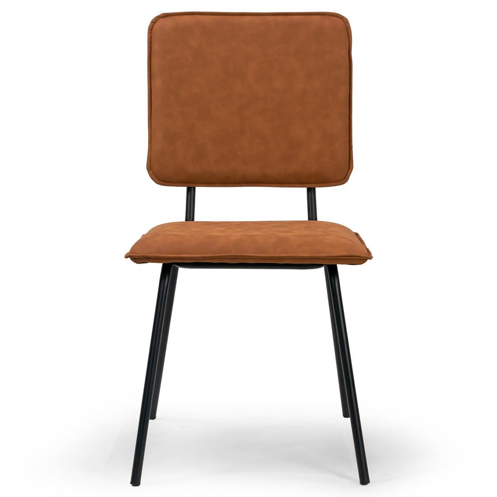 Glamour Home Arav Brown Distressed Faux Leather Dining Chair Set Arav Brown Distressed Faux Leather
