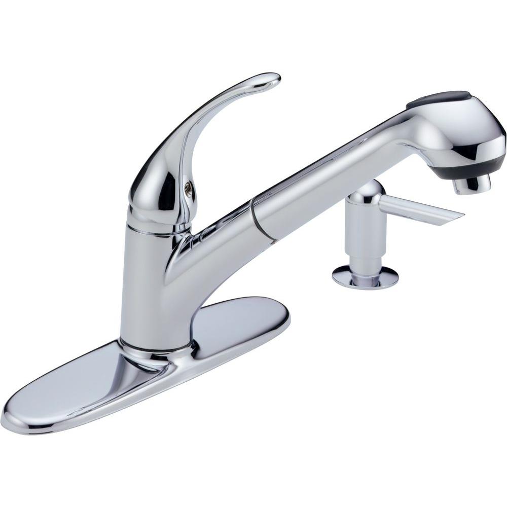 Delta Foundations Single Handle Pull Out Sprayer Kitchen Faucet In