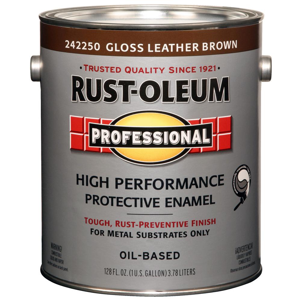 Rust Oleum Professional 1 Gal High Performance Protective Enamel High Performance Protective Enamel Gloss Leather Brown Oil Based Interior Exterior Metal Paint 2 Pack