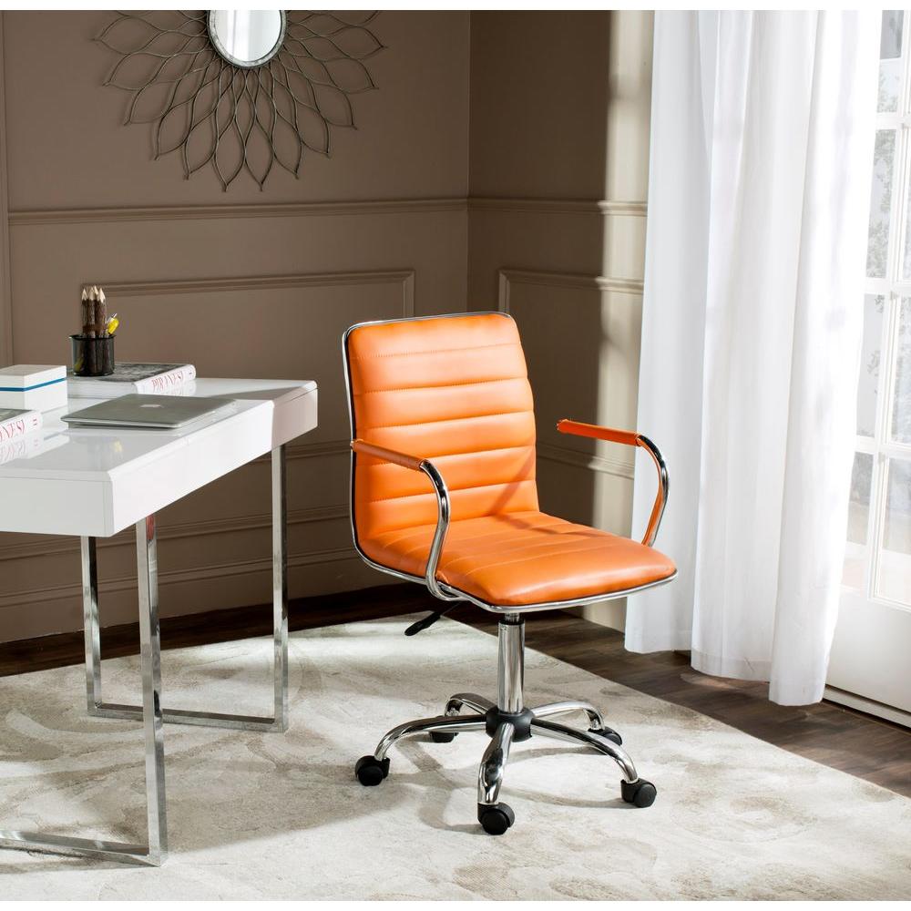 Safavieh Jonika Orange Leather Office Chair Fox7520d The Home Depot