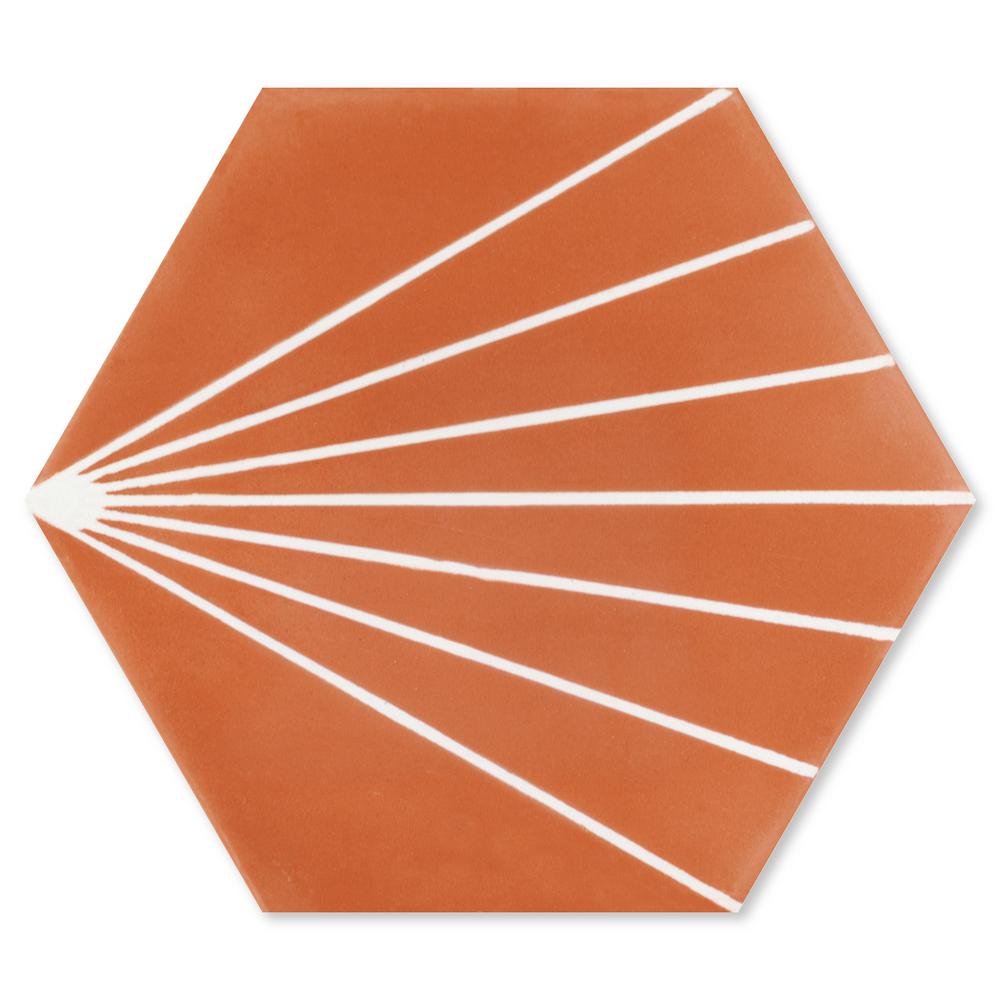 Villa Lagoon Tile Spark C Tangerine 8 in. x 9 in. Cement Handmade Floor