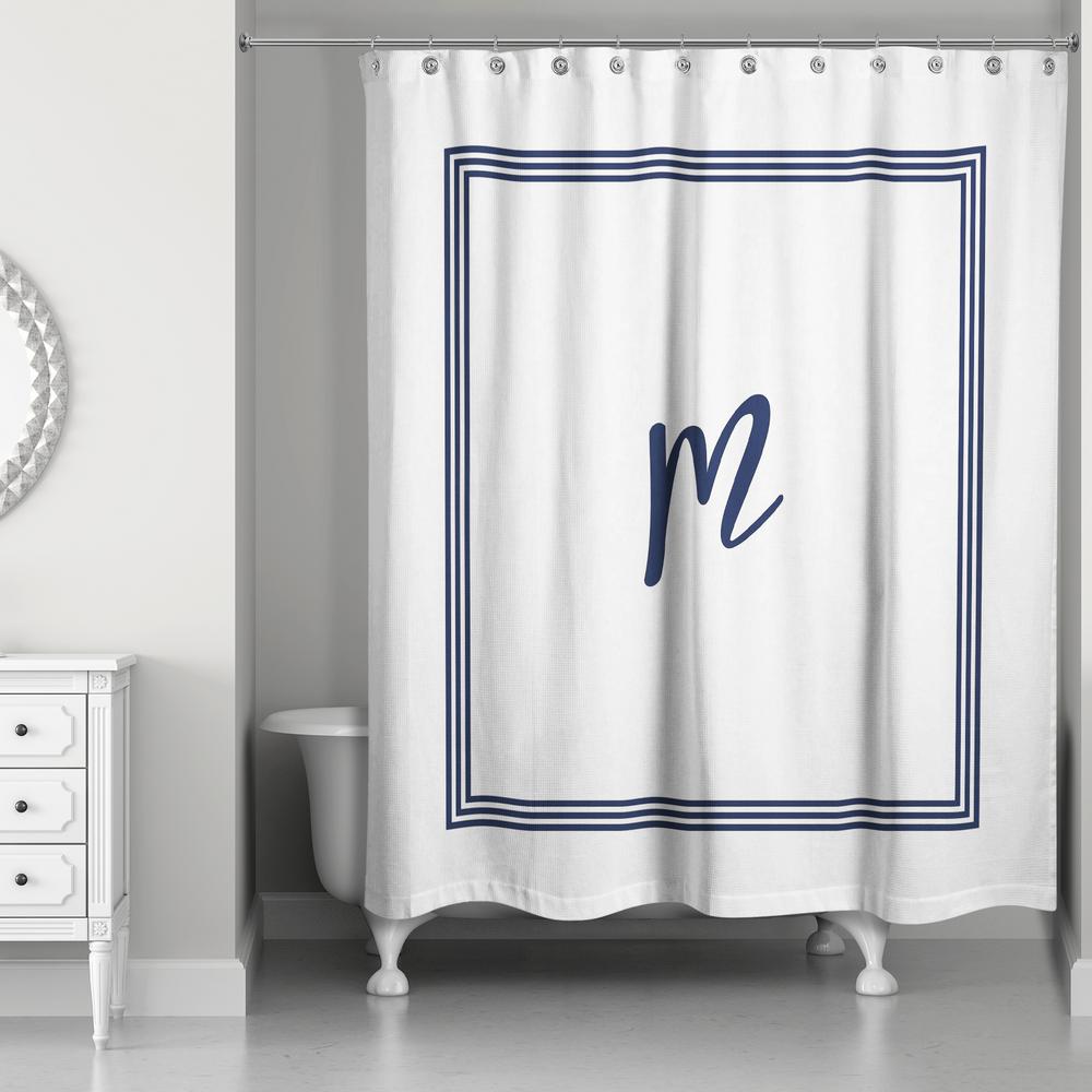Designs Direct 71 In W X 74 L Navy Blue And White Letter M L Navy Blue And White Letter