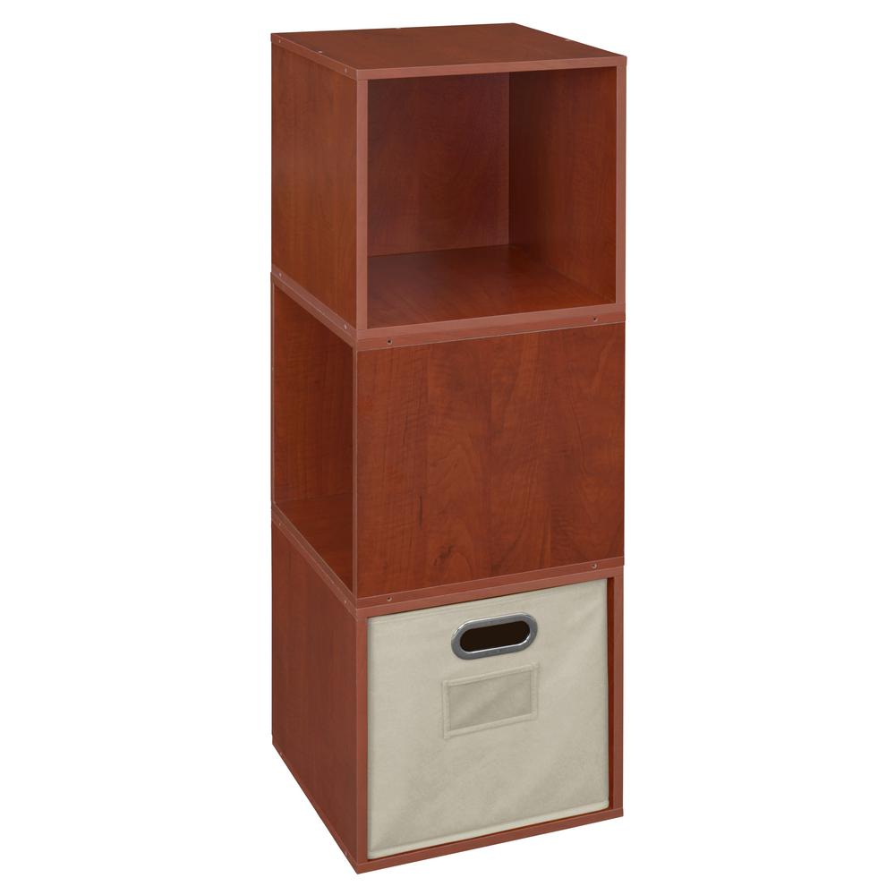 Niche Cubo 39 in. H x 13 in. W Cherry/Natural 3Cube and 1Canvas Bin