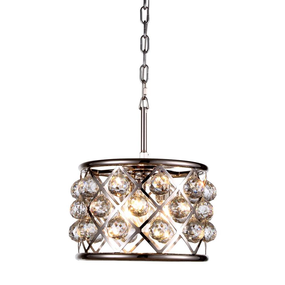Elegant Lighting Madison 3 Light Polished Nickel Royal Cut Crystal Clear Pendant Elegant Lighting Madison 3 Light Polished Nickel Royal Cut Crystal Clear Pendant