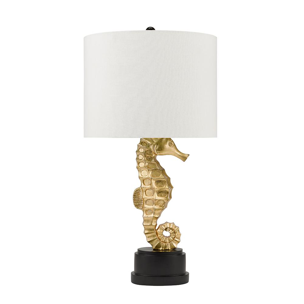 Cresswell 32 In Gold Leaf And Black Coastal Seahorse Table Lamp Led Bulb