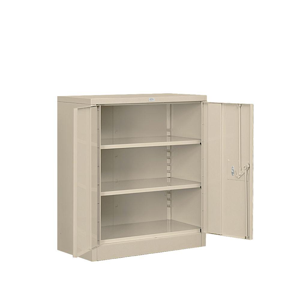 Salsbury Industries 36 In W X 42 In H X 18 In D 2 Shelf Heavy Duty Metal Counter Height Unassembled Storage Cabinet In Tan 8048tan U The Home Depot