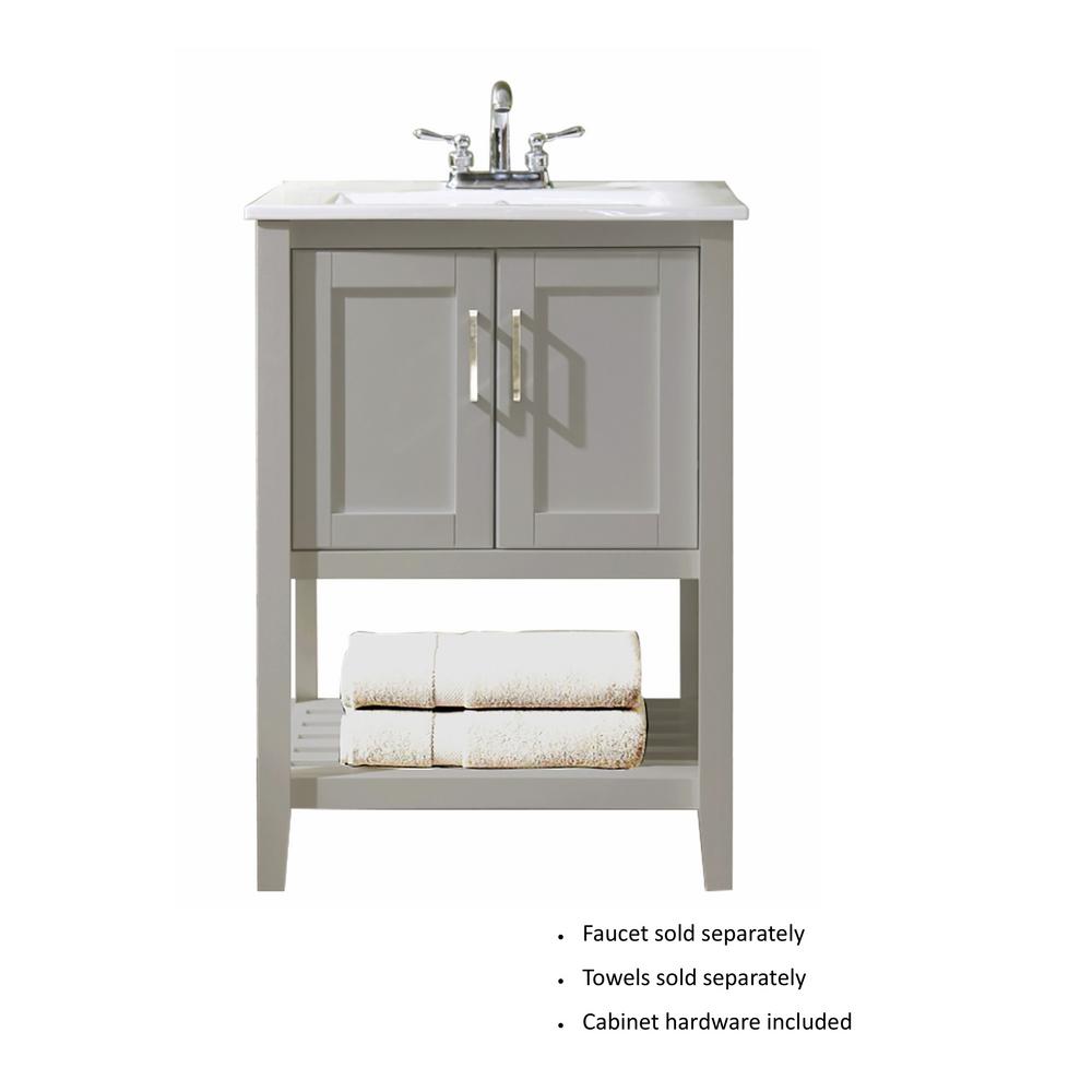 Design House Valerie 24 In X 21 In Bath Vanity Cabinet In Gray With White Cultured Marble Vanity Top With White Rectangle Basin 546846 The Home Depot