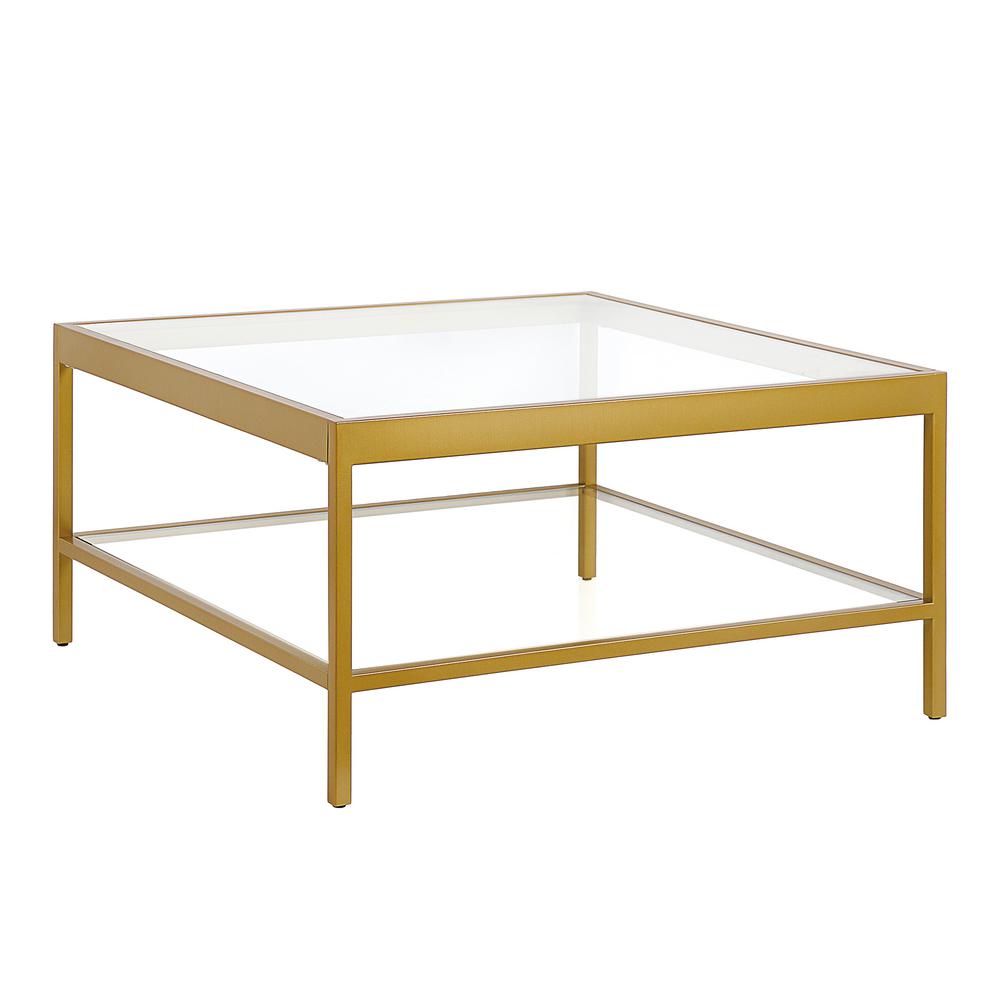 Meyer&Cross Alexis 32 in. Brass Square Glass Coffee Table