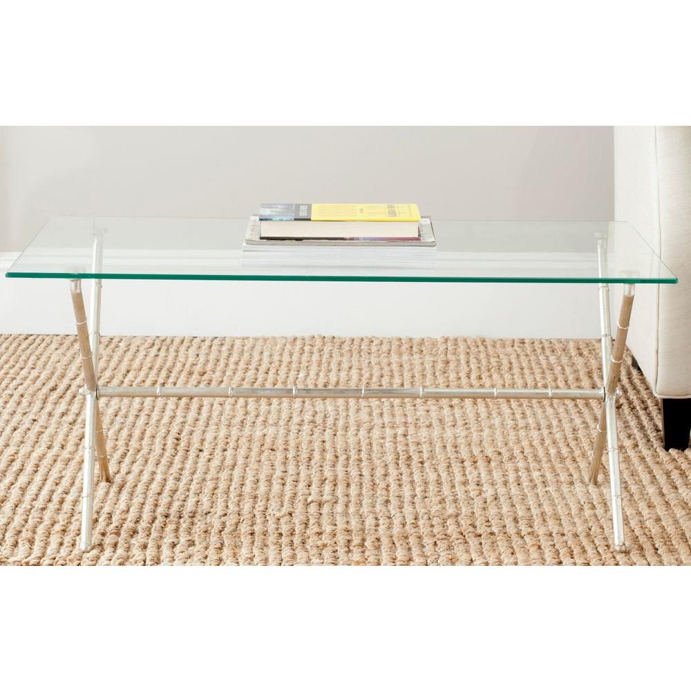 Safavieh Brogen Silver And Clear Coffee Table Fox2527a The Home Depot Safavieh Brogen Silver And Clear Coffee Table