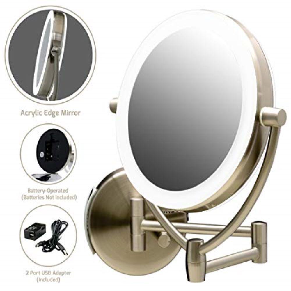 Ovente 9 5 Inch Wall Mount Mirror Battery Or Usb Adapter Operated - Battery Powered Lighted Makeup Mirror Ovente 9 5 Inch Wall Mount Mirror Battery Or Usb Adapter Operated - Battery Powered Lighted Makeup Mirror