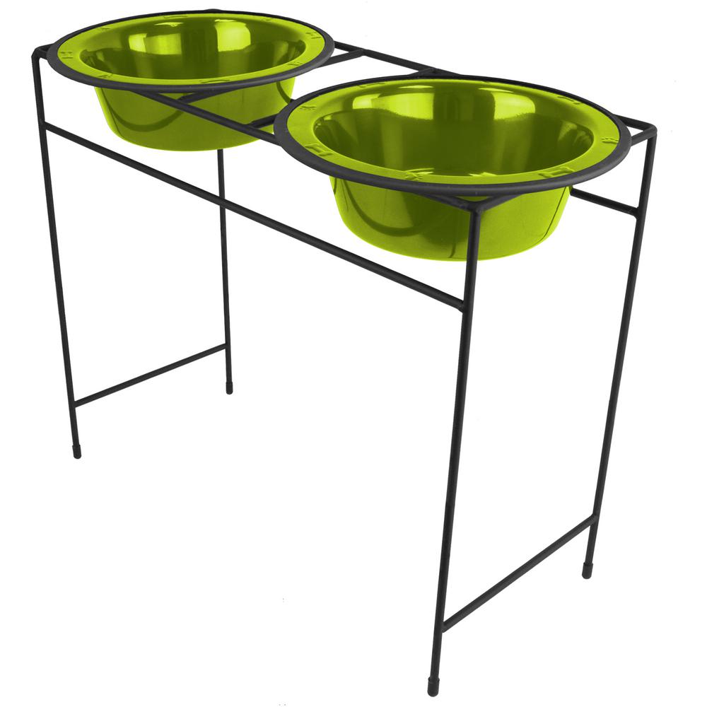 Platinum Pets 10 Cup Modern Double Diner Feeder with Dog Bowls, Corona Lime by Platinum Pets