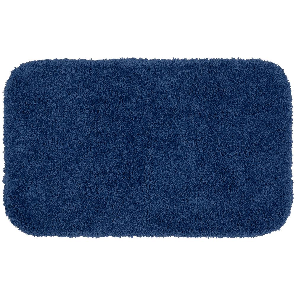 Garland Rug Serendipity Navy 24 In X 40 In Shag Nylon Bath Mat Ba100w024040k2 The Home Depot