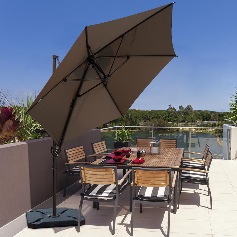 Abba Patio 9 Ft Offset Cantilever Adjustable Vertical Tilt Patio Umbrella In Cocoa Hdabbamrc96dt The Home Depot