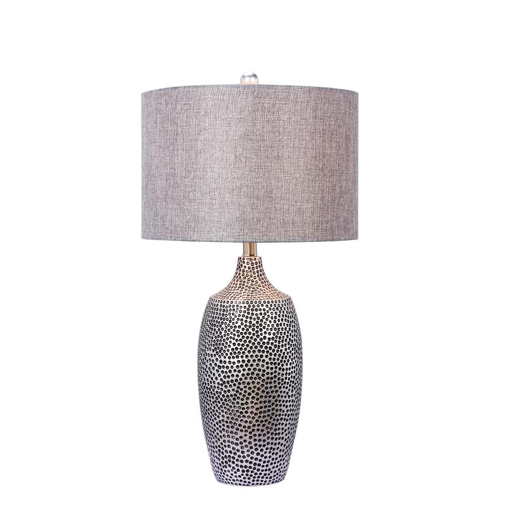 grey and silver table lamps