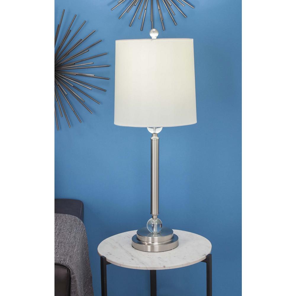 Litton Lane 33 In Modern White Metal And Crystal Buffet Lamp 44940 Modern White Metal And Crystal Buffet Lamp