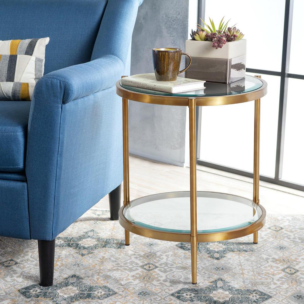 Boyel Living 21 65 In Gold Round End Table With Glass Top And Shelf Et 1353r The Home Depot - Round Glass Top Gold Coffee Table Boyel Living 21 65 In Gold Round End Table With Glass Top And Shelf Et 1353r The Home Depot - Round Glass Top Gold Coffee Table
