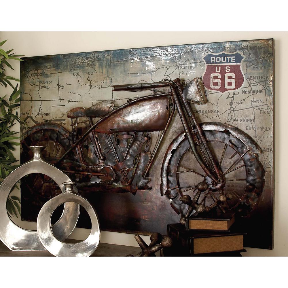 Litton Lane 32 in x 47 in Vintage 3D Iron Motorcycle  and 
