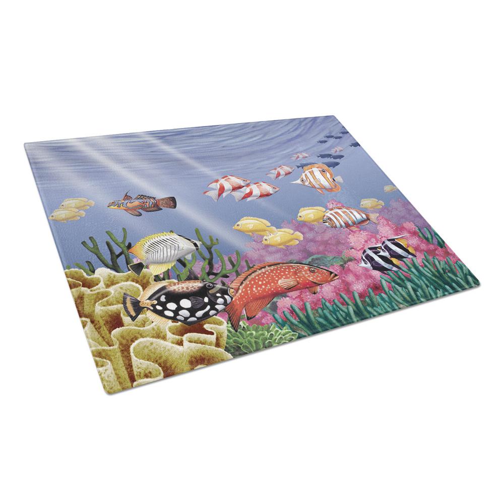 Carolines Treasures Undersea Fantasy 7 Tempered Glass Large Cutting Board, Multi-Color - PTW2032LCB - Cooking Large Tempered Glass Cutting Board is heat resista sku PTW2032LCB