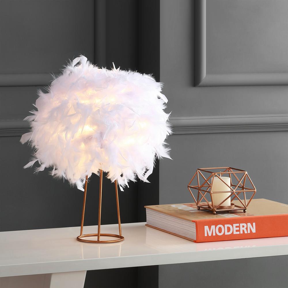 white feather table lamp