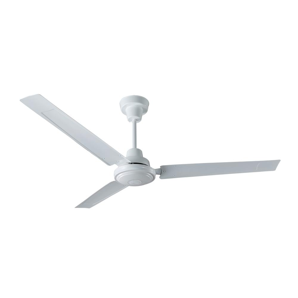55 In Industrial White Down Rod Ceiling Fan With Wall Control