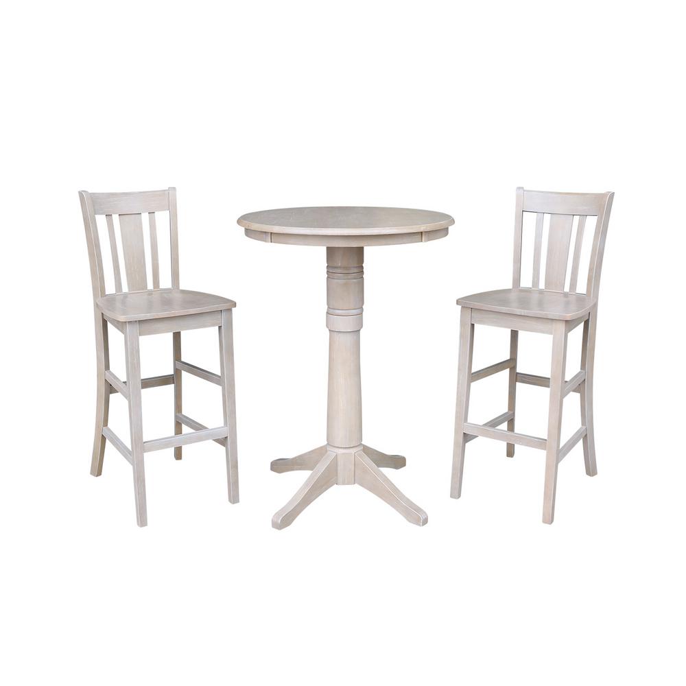International Concepts Olivia 3 Piece 30 In Round Weathered Taupe International Concepts Olivia 3 Piece 30 In Round Weathered Taupe Gray Solid Wood Bar