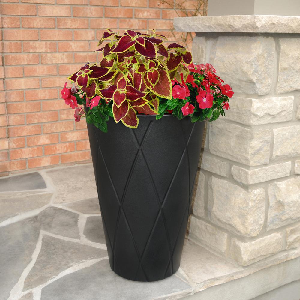 Mayne Self-Watering Versailles 26 in. Black Tall Round Planter-5891-B
