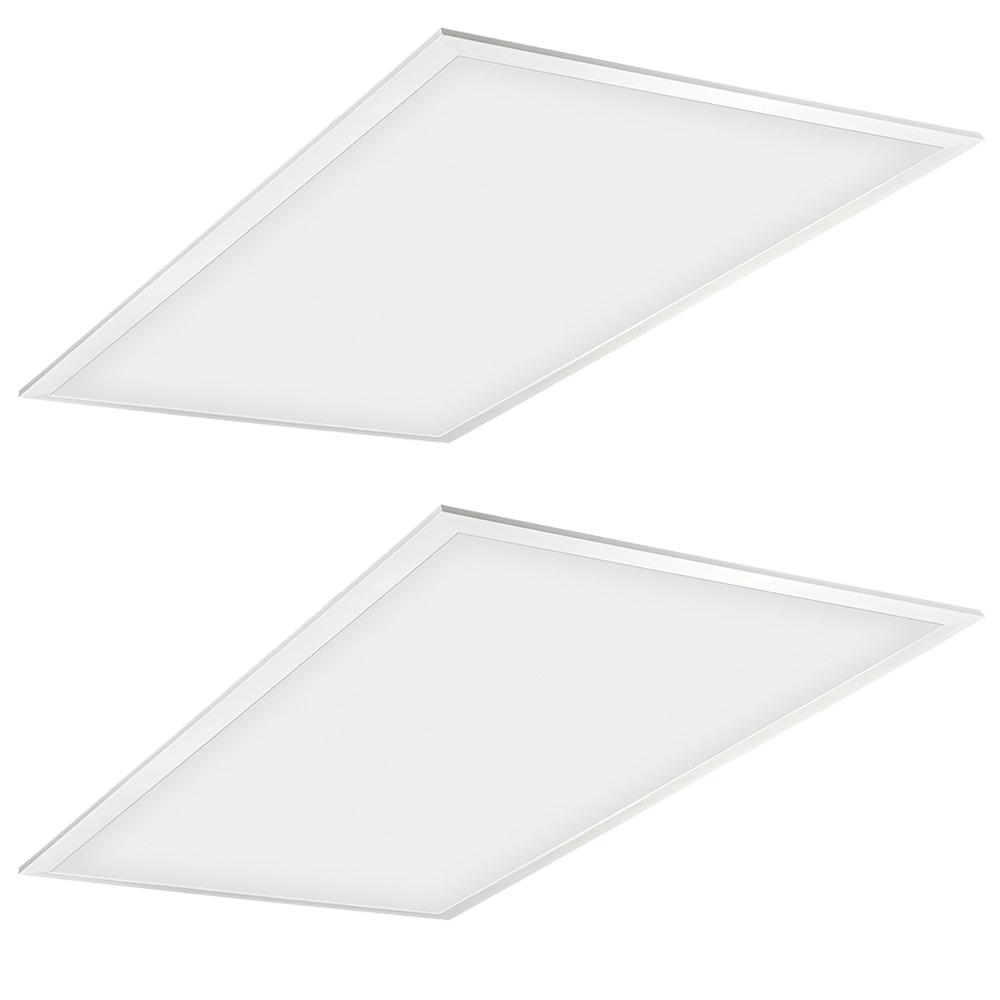 Esenlite 2ft X 4ft 600 Watt Equivalent 6300 Lm Integrated Led Dimmable Drop Ceiling Flat Panel White Troffer W Frames 2 Pk Eefptl2460w Rcfr The Home Depot