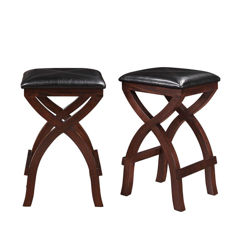 Tarantino 24 Inch Espresso Cushioned Bar Stool Set Of 2 Classic Tarantino 24 Inch Espresso Cushioned Bar Stool Set Of 2 Classic Style Durable