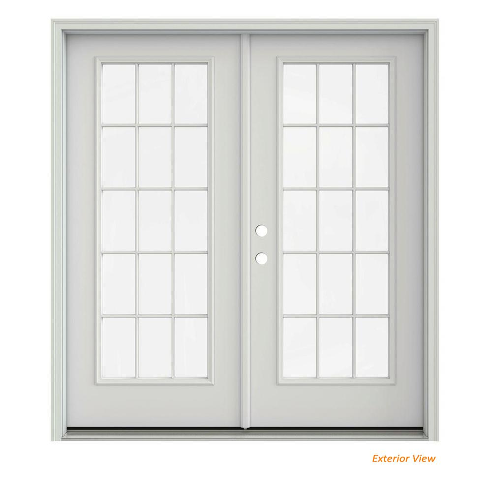 Right Hand Inswing Off White French Patio Door Doors Primed Steel Right Hand Inswing 15 Lite Glass