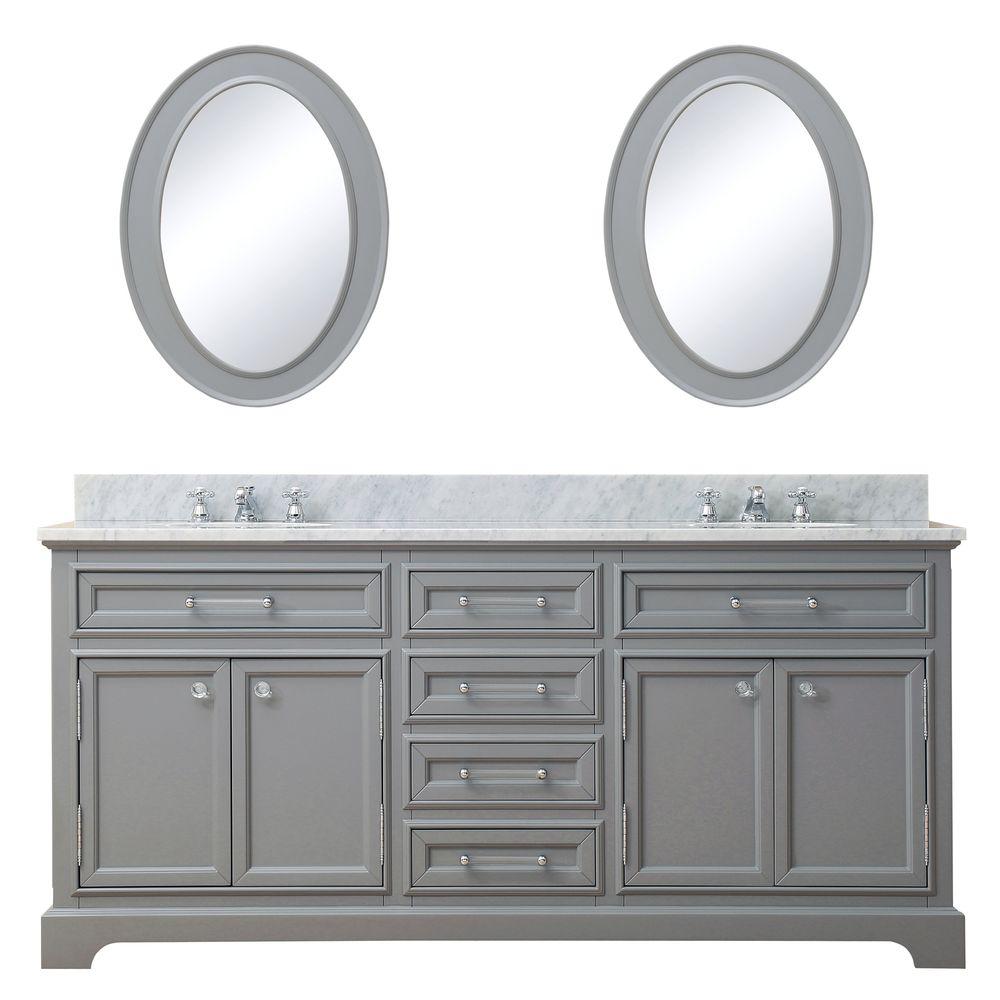 Water Creation 72 inch W x 21.5 inch D Vanity in Cashmere Grey with Marble... by Water Creation