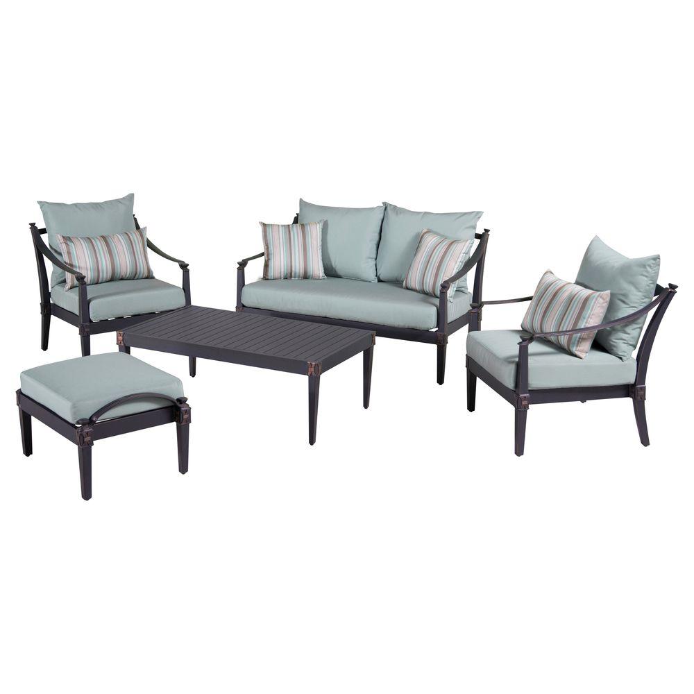 Rst Brands Astoria 5 Piece Patio Seating Set With Bliss Blue Rst Brands Astoria 5 Piece Patio Seating Set With Bliss Blue Cushions