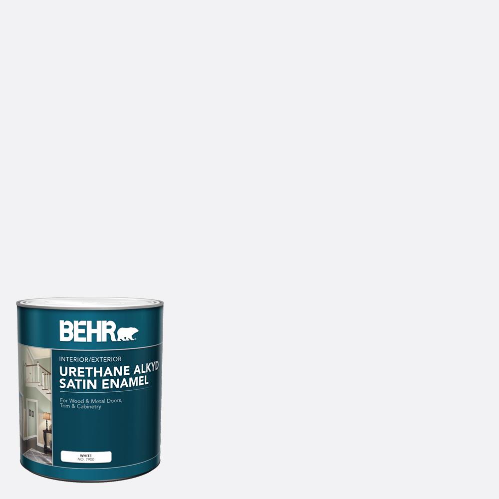 BEHR 1 qt. White Urethane Alkyd Satin Enamel Interior/Exterior Paint