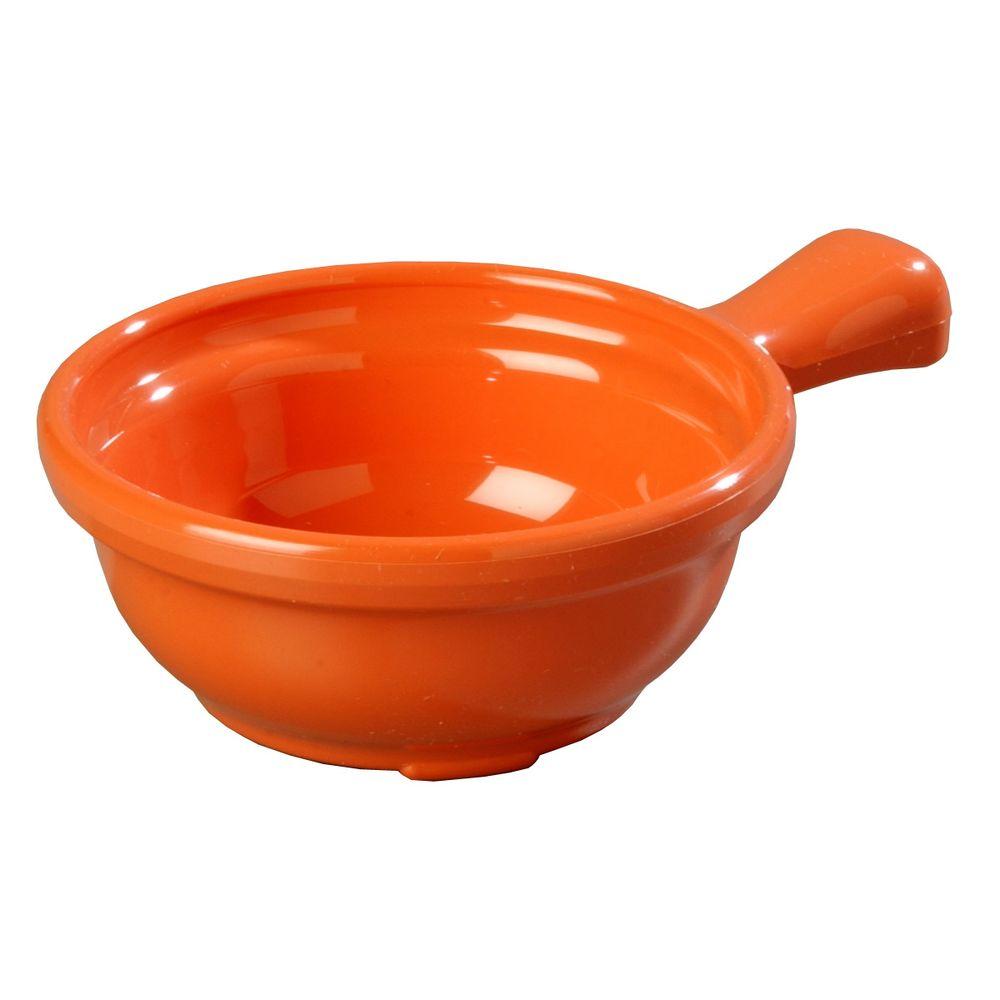 Carlisle 8 oz. 4.64 in. Diameter San Handled Soup Bowl in Sunset Orange