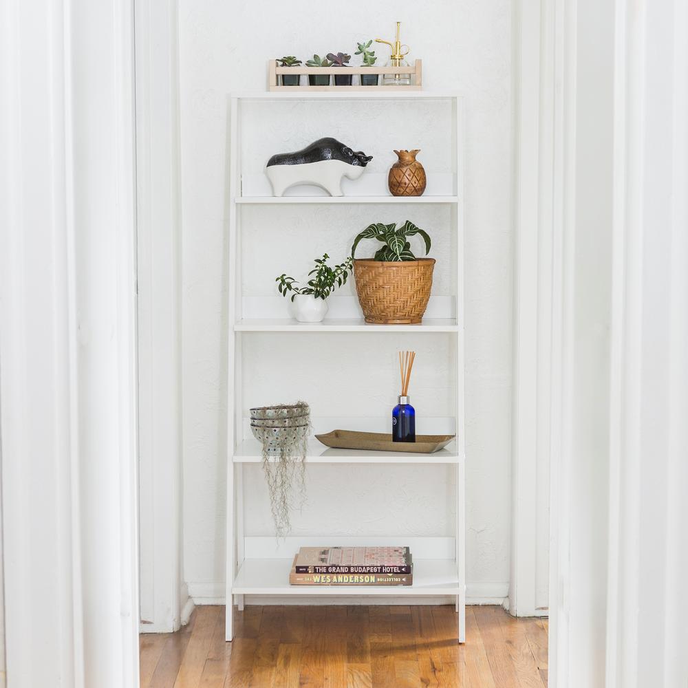 Walker Edison Furniture Company 55 in. Wood Ladder Bookshelf White