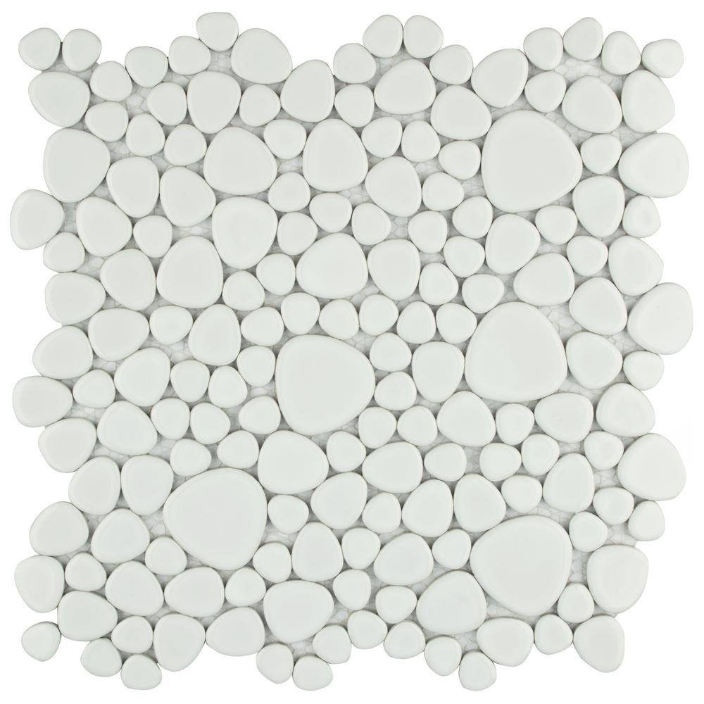 Pebble White 11 In X 6 Mm Porcelain Mosaic Tile 8 Sq Ft Case Pebble White 11 In X 6 Mm Porcelain Mosaic Tile 8 Sq Ft Case