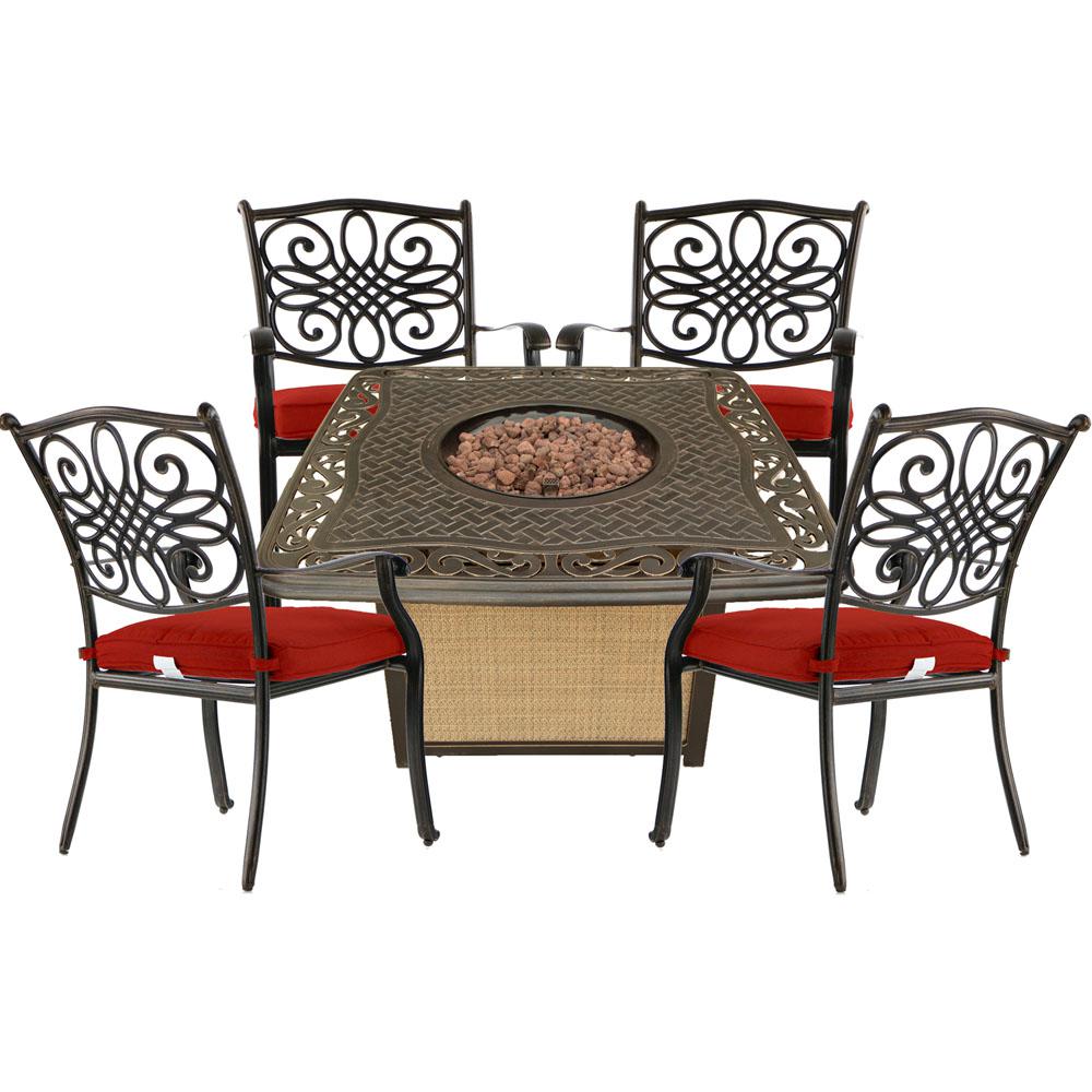 Hanover Traditions 5 Piece Aluminum Patio Fire Pit Conversation