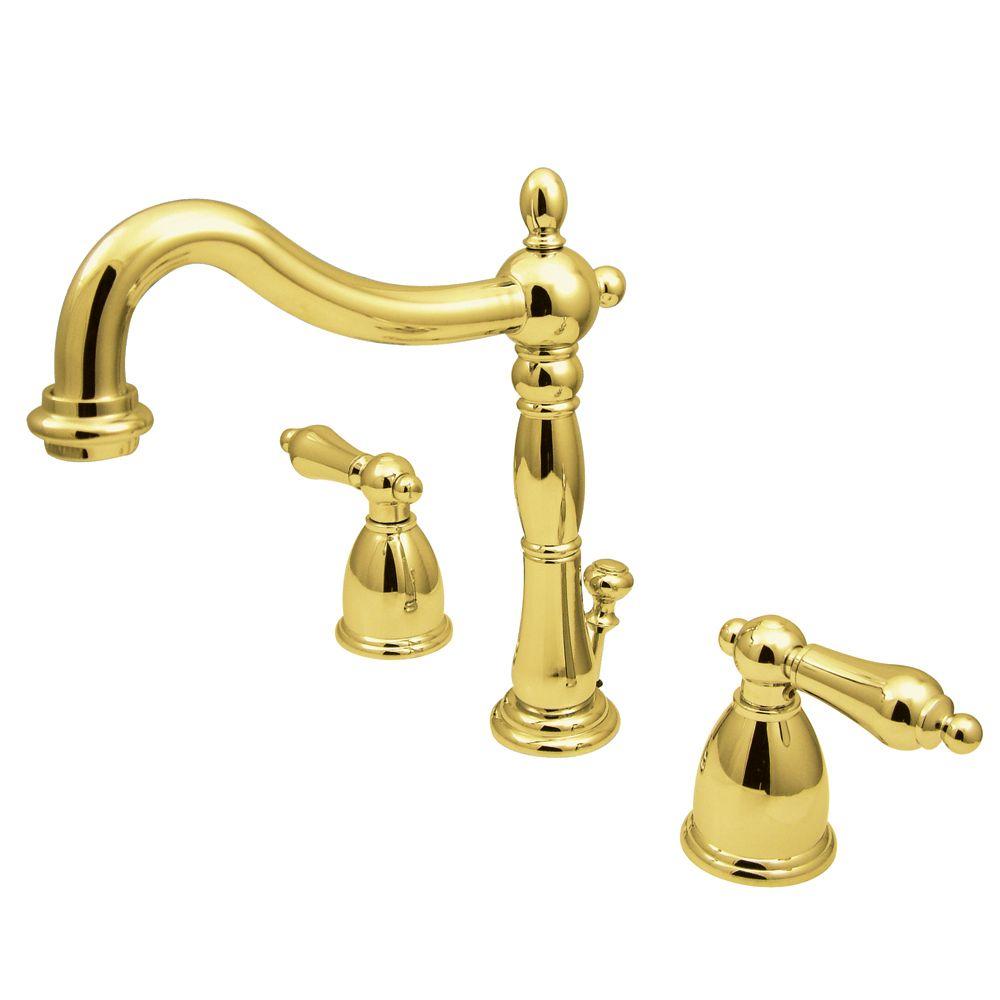Victorian 8 In Widespread 2 Handle Bathroom Faucet Polished Brass