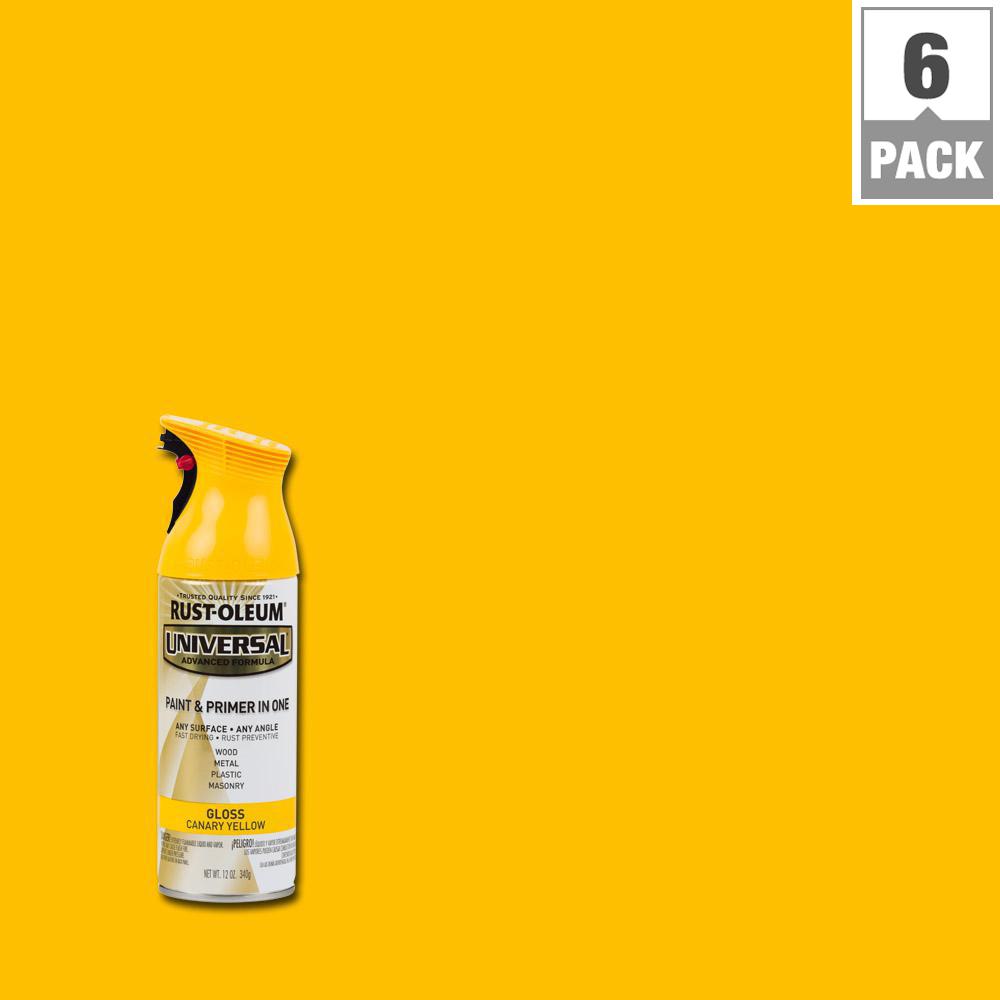 RustOleum Universal 12 oz. All Surface Gloss Canary Yellow Spray Paint and Primer in One (6